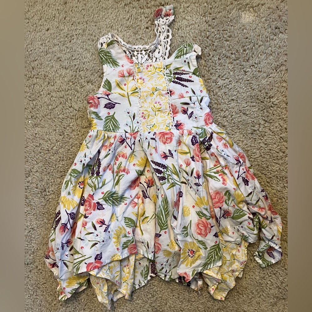 Baby dress. Cotton, bohemian cute. Lace detail.